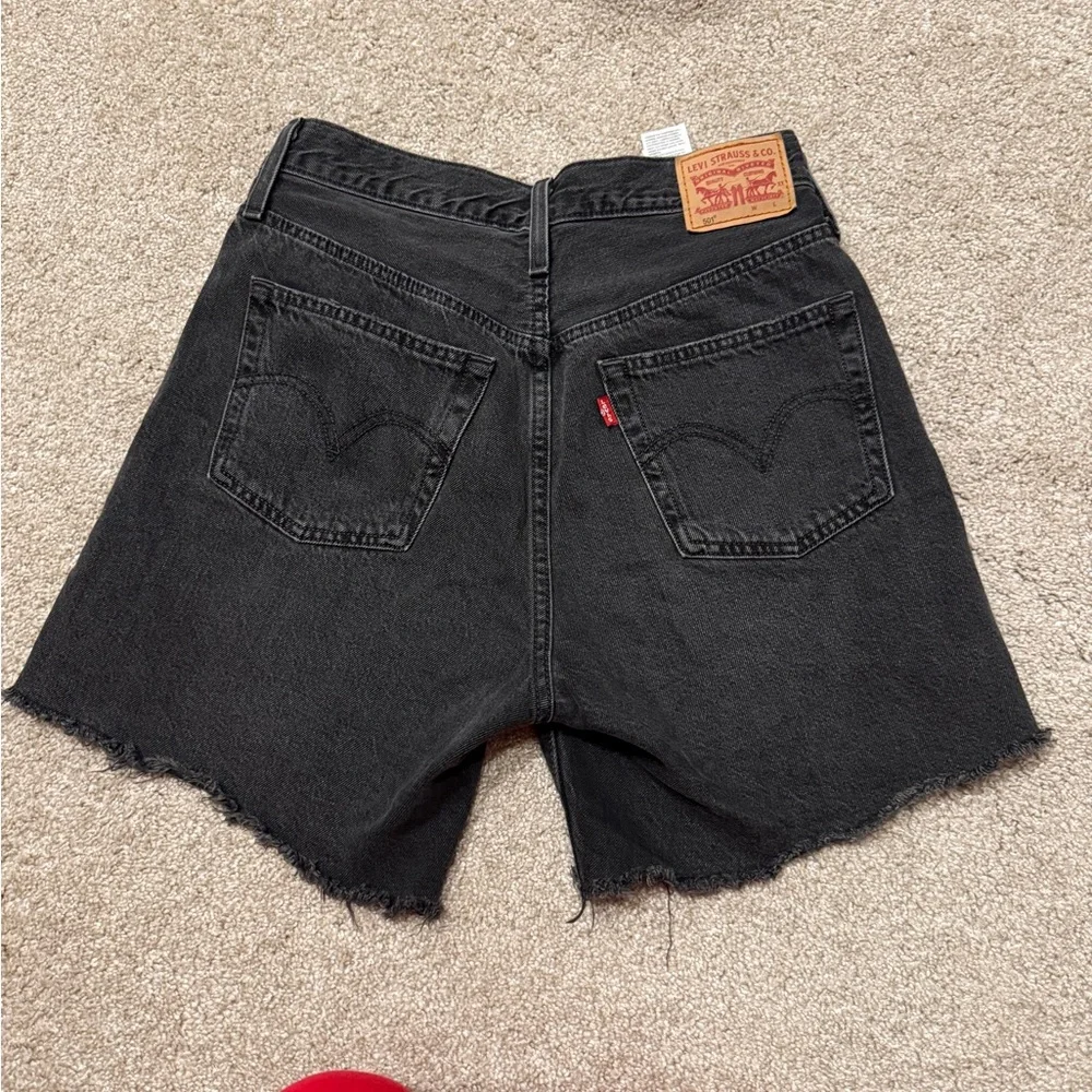 Levi's Black High Waist Distressed Denim Shorts - Picture 2 of 3